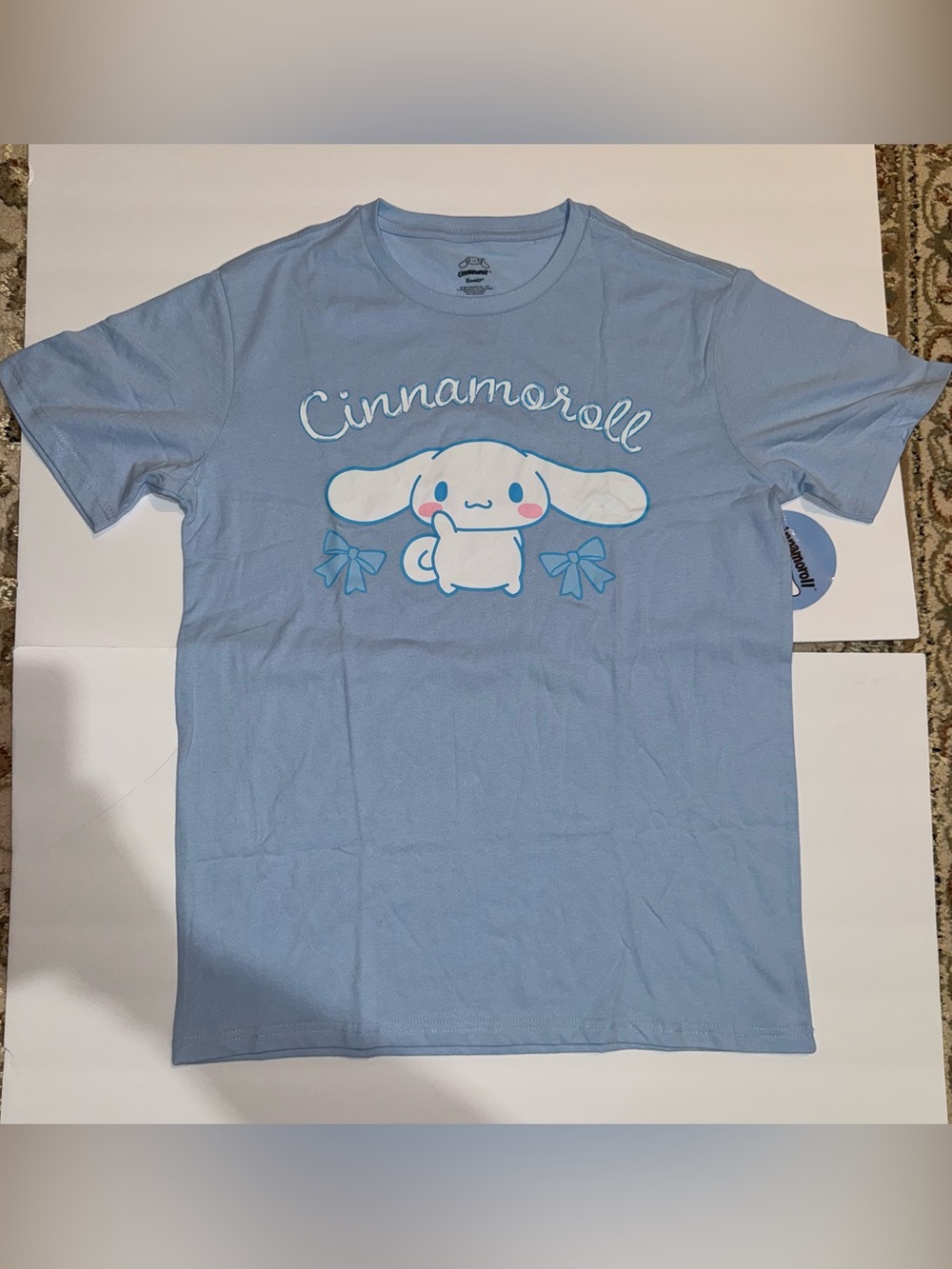 Sanrio Cinnamoroll Men's M Graphic Tee Light Blue NWT Kawaii Relaxed Fit T-Shirt - Picture 2 of 13